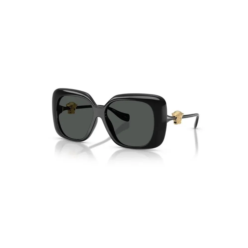 New Versace VE4499U GB1/87 Black Square Sunglasses Gold Medusa Logo